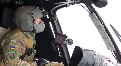 Mi-8MTV-1 helicopter pilot in action
