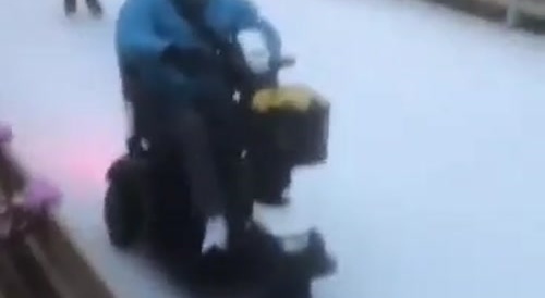 Drunk 1 legged guy on ice