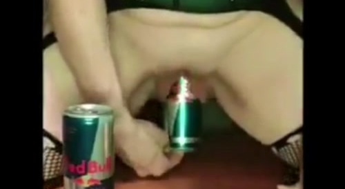 woman puts can inside her vagina