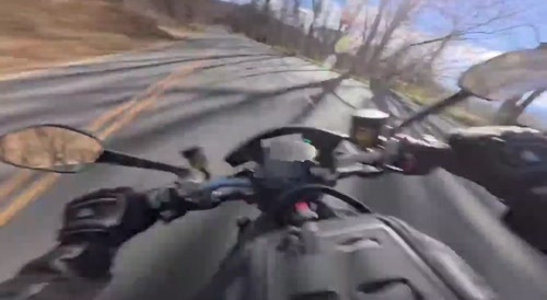 Motorcyclist goes down due to going off-road for a bit