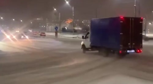 Box A Truck drifts in snow