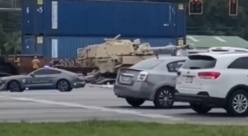 Military tank crash