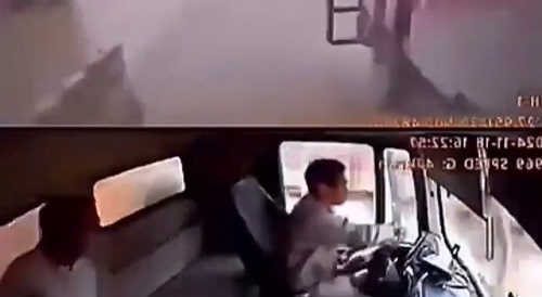 Truck’s brakes failing downhill