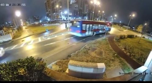 Flying Car Almost Crashes Into Moving Bus
