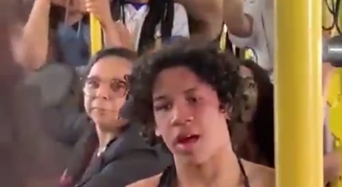 Queer people fighting on a bus