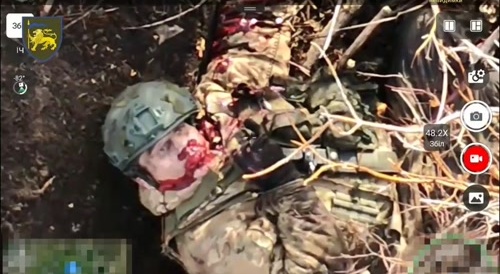 Russian Infantryman gets a Nosebleed Courtesy of the 60th Mechanized Brigade