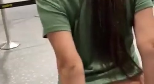 the girl and the plug at the airport