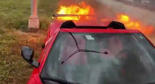 100k car catches on fire