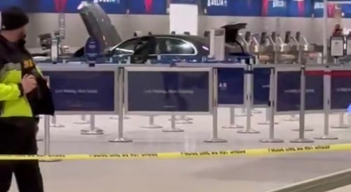 A vehicle slammed into the DTW Delta Terminal.