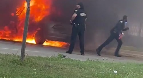 Man on Fire after Police Chase