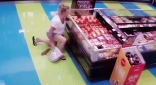 Woman defecates in supermarket