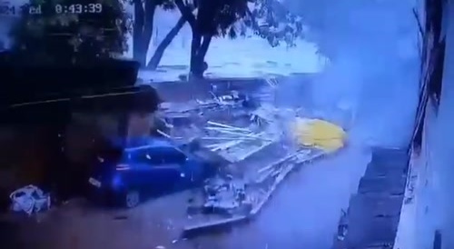 The wall falls on her