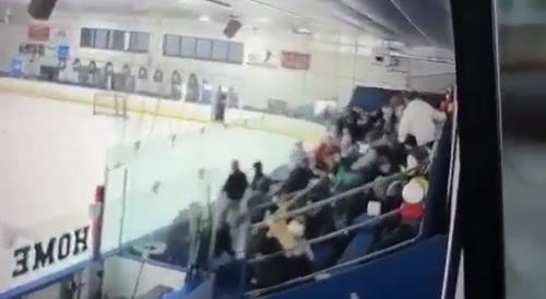 Shooting at hockey game