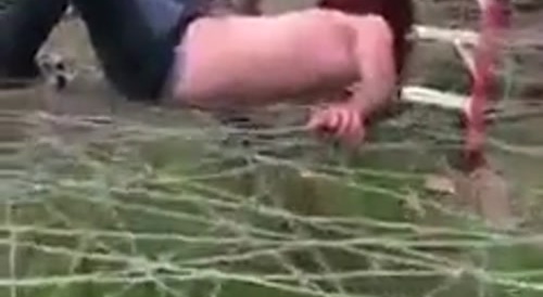 Stupid Redneck Jumps into Barbed Wire