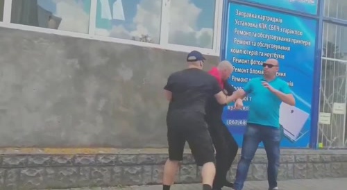 Fat Russian Smacks a bald head