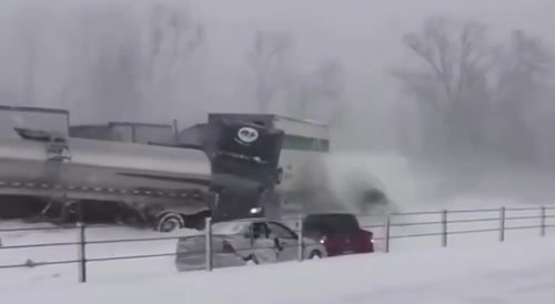 Winter mass pileup accident