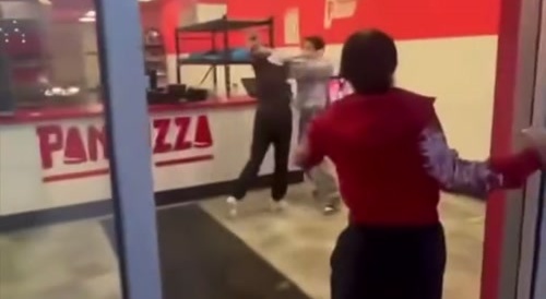 Three girls vs one, aka Kung-fu Pizza