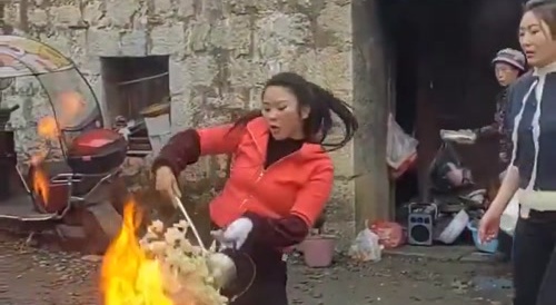 Girl taking cooking to the max