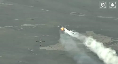 Drone downed russian armored Ka-52