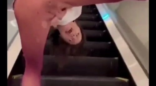 The escalator got wet.