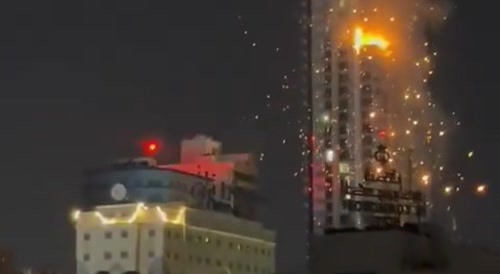 shahed impacting a building in Bahrain.