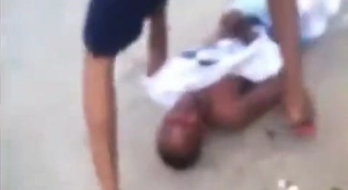 hit him on the head with a stick