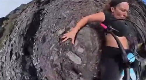 Narrow cliffside fall