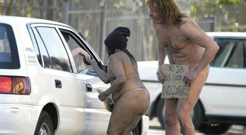 naked beggars asking for alms