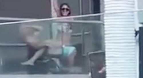 The couple puts on a show for the audience.