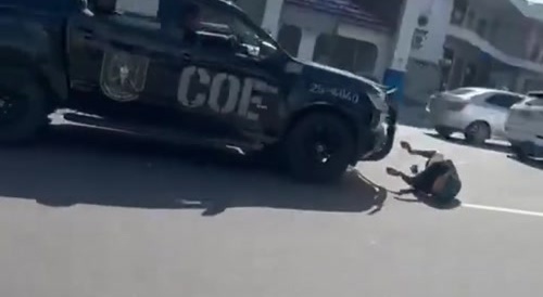 Thief is run over by the police