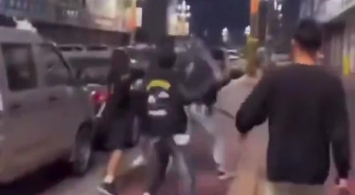 People jumping people with swords