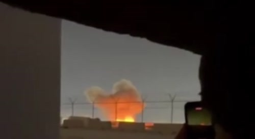 Iranian drone nearly impacting a radar tower