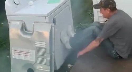 redneck puts fireworks in a washing machine