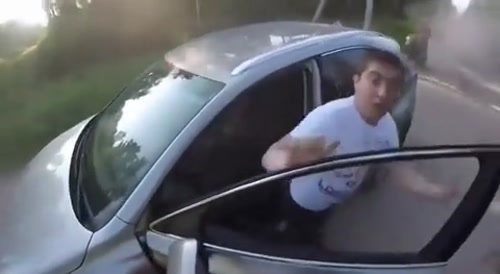 Drunk fights a biker