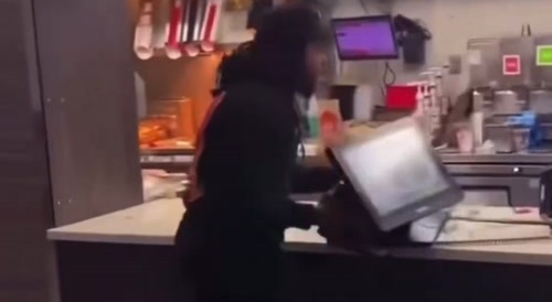 Street Thug Trashes Wendy's - over Wrong Order