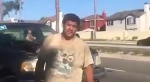 Guy tries to swap tires with a parked truck with the same tire