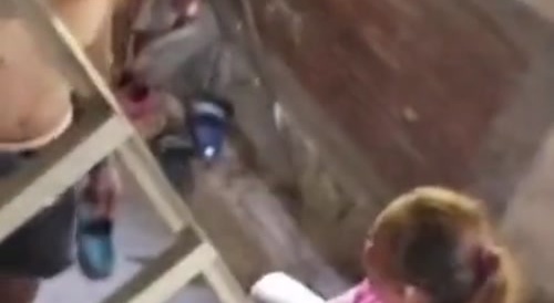 Dude stabbed her with spear