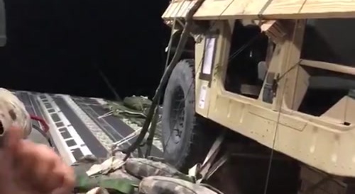 Soldier POV of vehicle airdrop