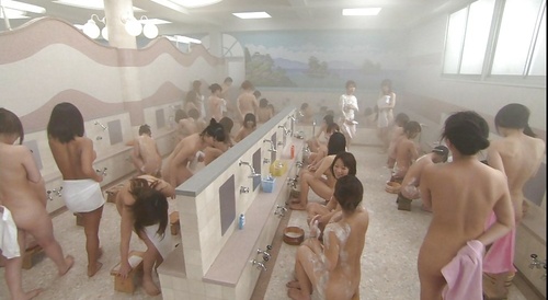 Asian women taking a bath