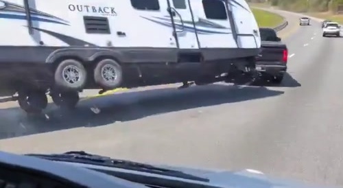 Pickup loses control and recovers