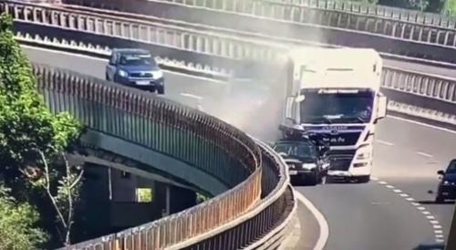 Truck Hits a Disabled Vehicle