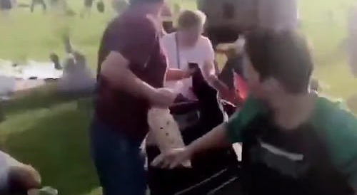 Out of control balloon crashes into people