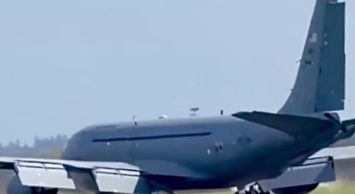 Battle-damaged USAF KC-135 tanker