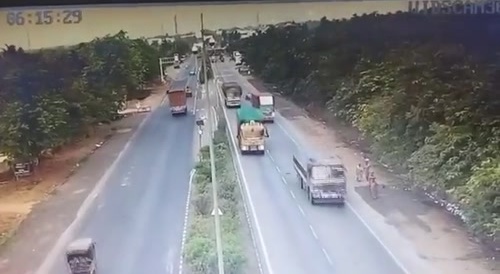 Thank God He Missed That Red Truck!