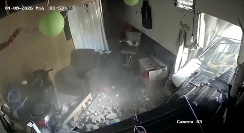 The elderly man was embedded into the wall by the impact.