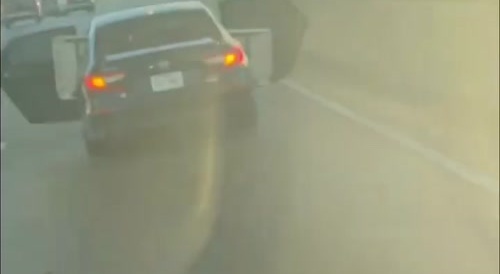 Driver opens 2 rear passenger doors to fit table