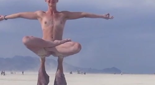 Naked hippie girl at Burning Man
