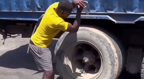 Tire bursts wrong way