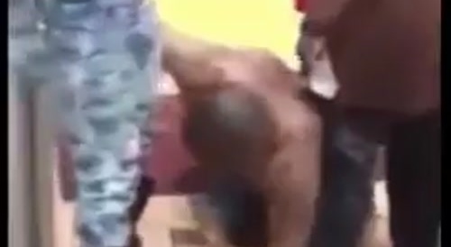 Fatso Man Dragged out with His Pants Down