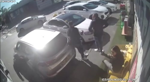 Car crashes into a woman on a bench
